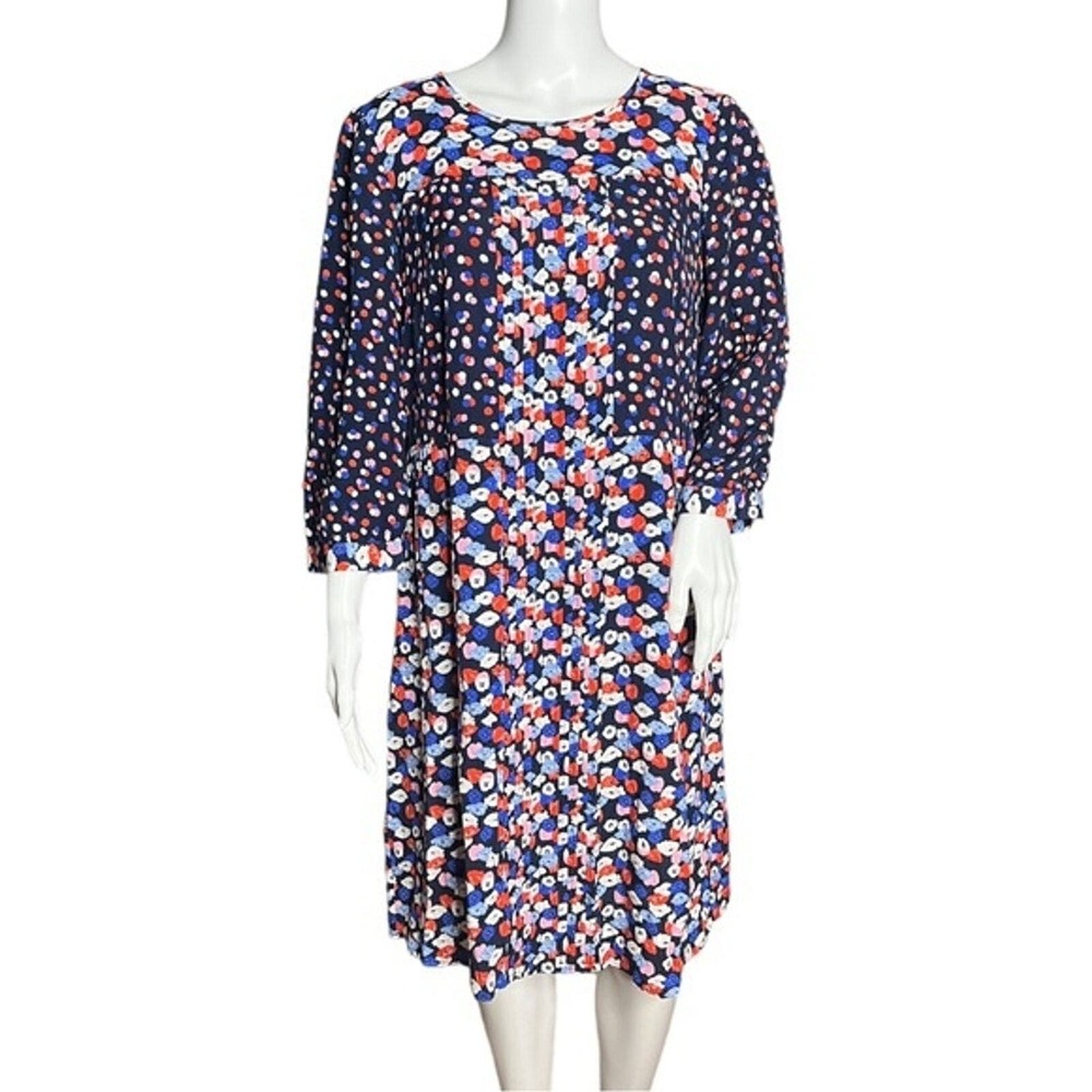 Boden Dress Womens 10L Blue Pink Multi Pattern Floral Hotchpotch Poppy Meadow